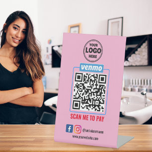Venmo QR Code Zahlung Recherche, um Unternehmen Sockelschild