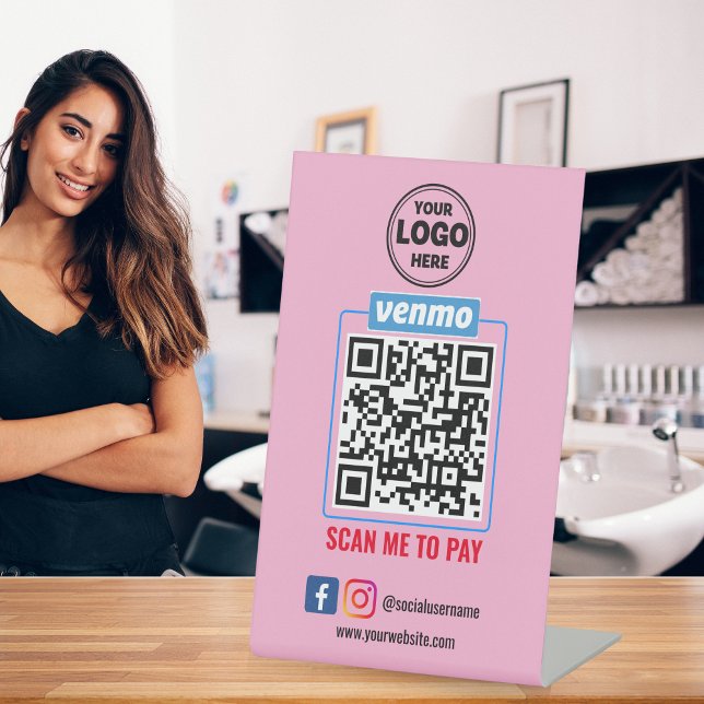 Venmo QR Code Zahlung | Recherche, um Unternehmen  Sockelschild (Venmo QR Code Payment | Wight Scan to Pay Business Pedestal Sign)