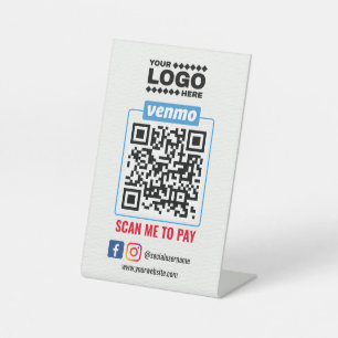 Venmo QR Code Zahlung   Recherche, um Unternehmen  Sockelschild