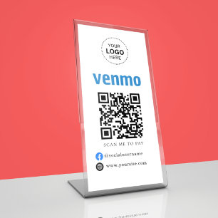 Venmo QR Code Zahlung Scan to Pay Business Logo Sockelschild