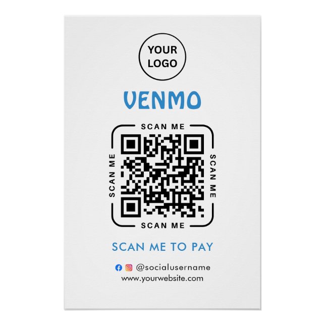 Venmo QR-Code-Zahlung | Scannen Sie zum Bezahlen d Poster (Vorderseite)