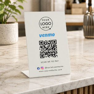 Venmo QR-Code-Zahlung Scannen um graues Geschäft Sockelschild