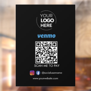 Venmo QR Code Zahlung Scannen, um schwarz zu bez Fensteraufkleber