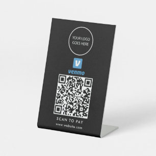 Venmo-Scan mit Minimalistischen, schwarzen Logos z Sockelschild