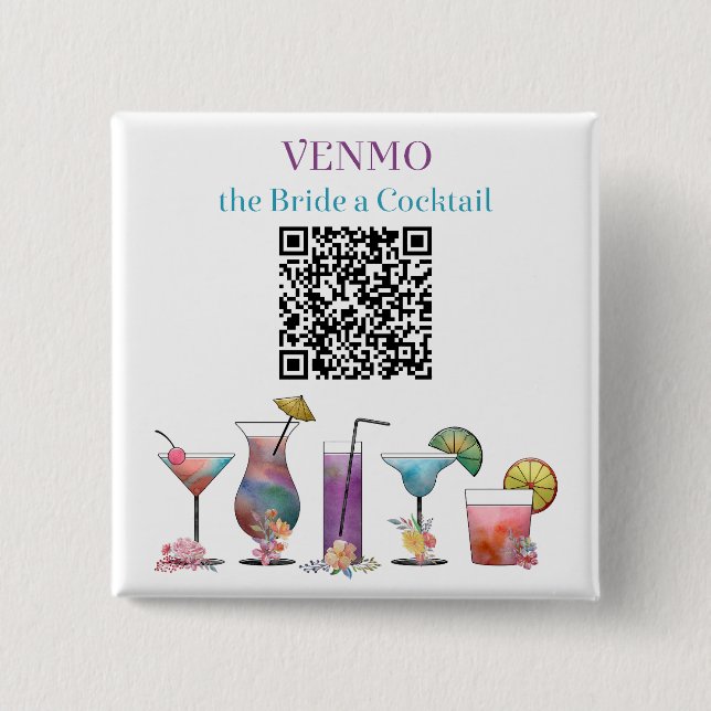 VENMO the Bridge a Cocktail Custom QR Code Button (Vorderseite)