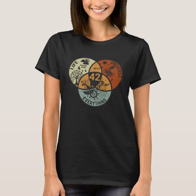 Venn Diagram Life The Universe And Everything 42 L T-Shirt (Vorderseite)