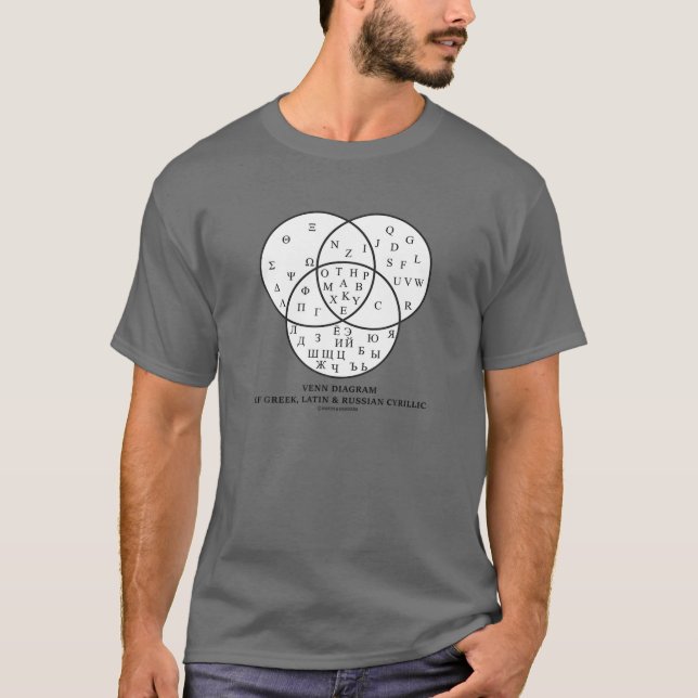 Venn-Diagramm für Griechisch, Lateinisch T-Shirt (Vorderseite)