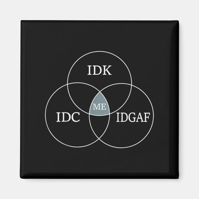 Venn Diagramm Idgaf Funny Meme Science Scifi IDC I Magnet (Vorne)