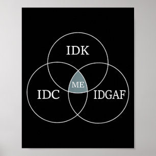 Venn Diagramm Idgaf Funny Meme Science Scifi IDC I Poster
