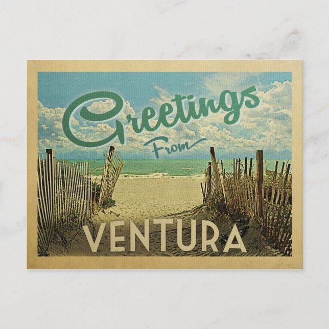 Ventura Beach Vintage Travel Postkarte (Vorderseite)