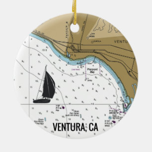 Ventura CA Sailing Keramik Ornament