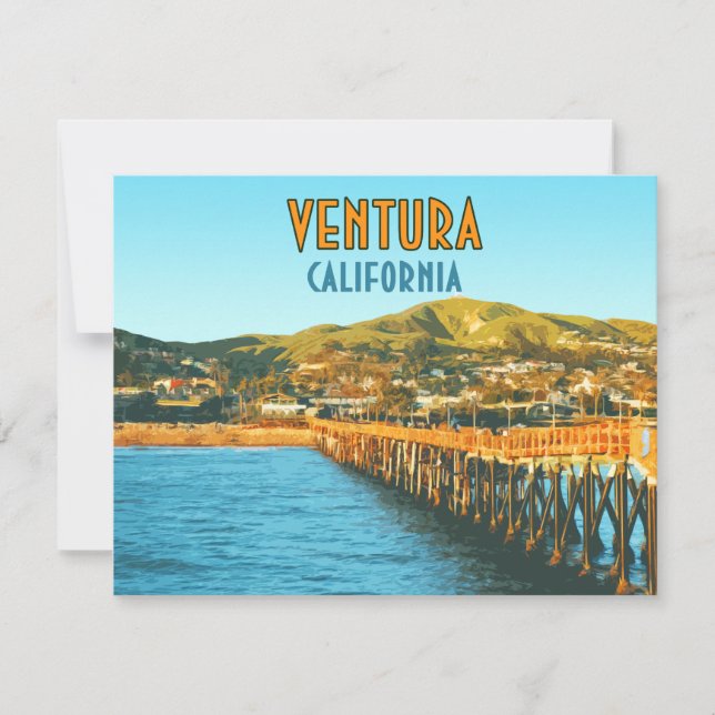 Ventura Pier Beach California Vintag Flat Card (Vorderseite)