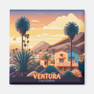 Ventura Sonnenuntergang Berge Südkalifornien Retro Magnet