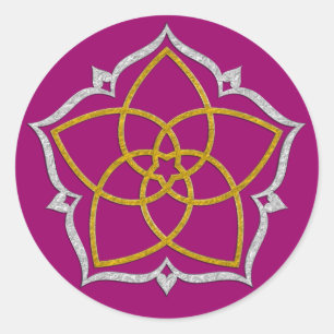 VENUS BLUME / Venusblume Lotus GOLD SILBER Runder Aufkleber