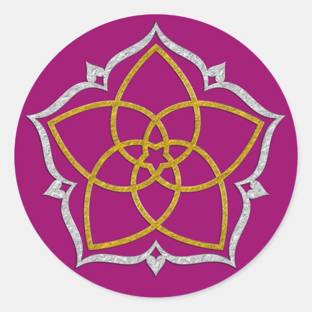 VENUS BLUME / Venusblume Lotus GOLD SILVER Runder Aufkleber (Vorderseite)