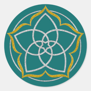 VENUS BLUME / Venusblume Lotus SILVER GOLD Runder Aufkleber