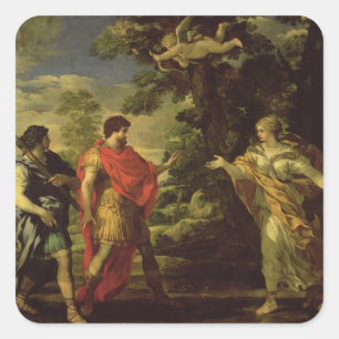 Venus, der als Huntress auf Aeneas erscheint, c.16 Quadratischer Aufkleber