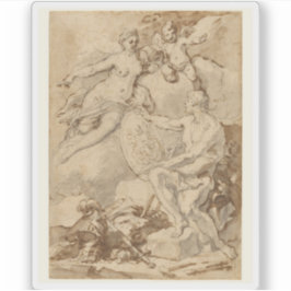 Venus, der von Vulkan die Waffen von Aeneas erhält Aufkleber