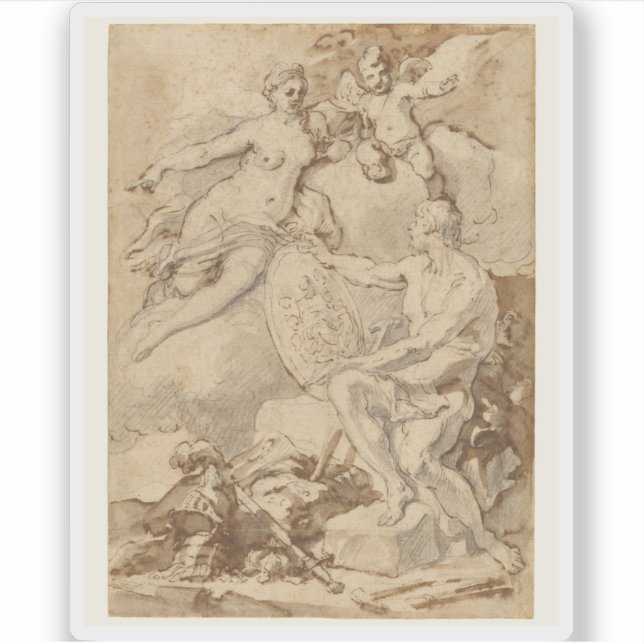 Venus, der von Vulkan die Waffen von Aeneas erhält Aufkleber (Vorderseite)