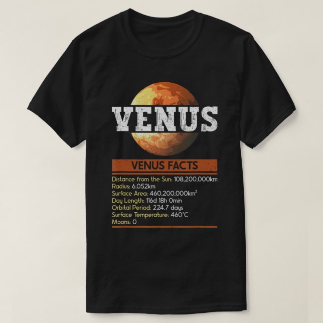 Venus Facts - Venus Planet Space Lover T - Shirt (Design vorne)