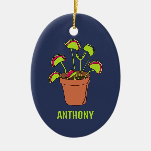 Venus Fly Trap Pflanze Illustration Personalisiert Keramik Ornament (Vorne)