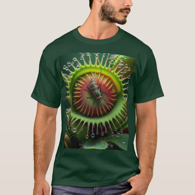 Venus Flytrap Grün und Rot T-Shirt (Vorderseite)