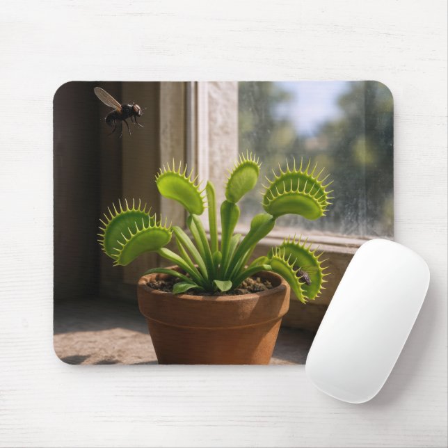 Venus Flytrap Plant With Flies Mousepad (Mit Mouse)