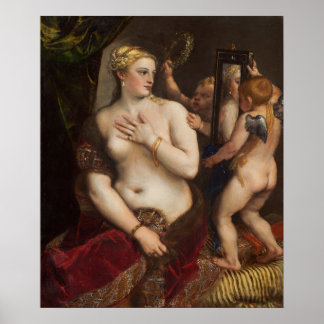 Venus mit einem Spiegel von Tizian - Poster