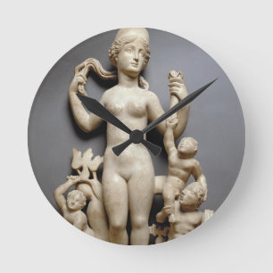 Venus mit putti, einem Triton und einem Delphin, Runde Wanduhr