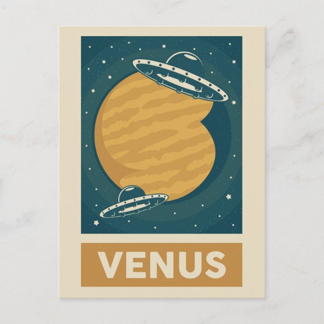 Venus Retro Galaxy UFO Postkarte (Vorderseite)