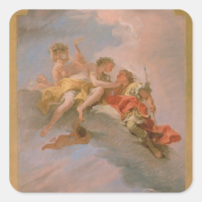 Venus und Adonis (Öl auf Leinwand) Quadratischer Aufkleber (Vorderseite)