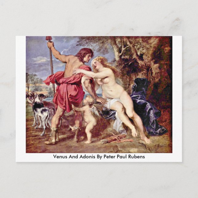 Venus und Adonis von Peter Paul Rubens Postkarte (Vorderseite)