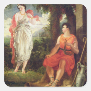Venus und Anchises, 1826 (Öl auf Leinwand) Quadratischer Aufkleber