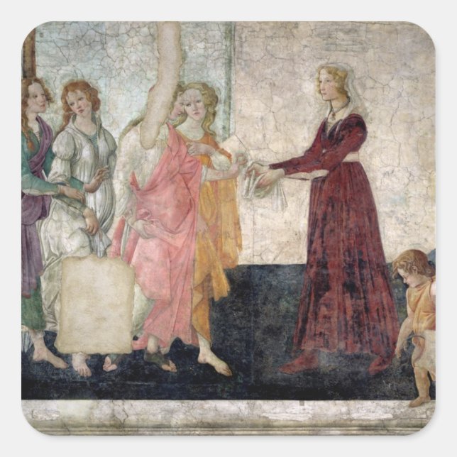 Venus und die Graces Quadratischer Aufkleber (Vorderseite)