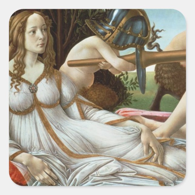 Venus und Mars, c.1485 (Tempera und Öl) Quadratischer Aufkleber (Vorderseite)