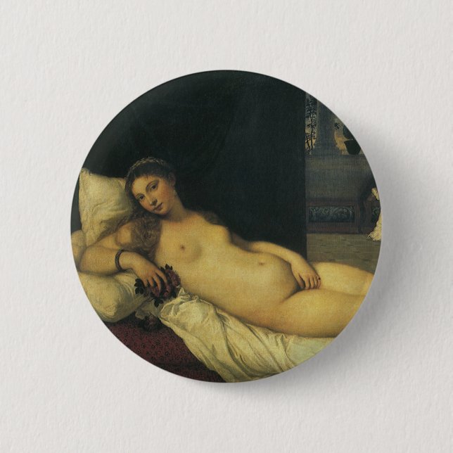 Venus von Urbino von Tizian, Renaissance Art Button (Vorderseite)