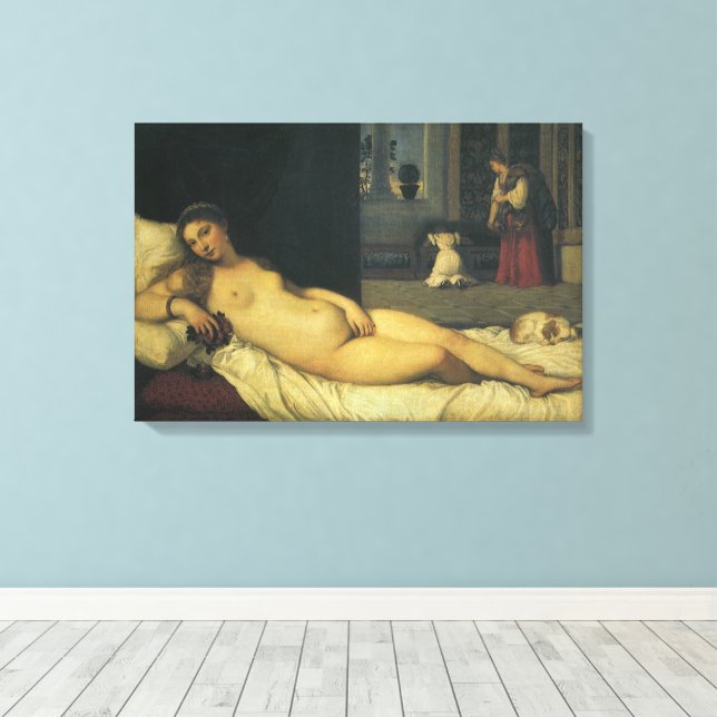 Venus von Urbino von Tizian, Renaissance Art Leinwanddruck (Insitu (Holzboden))