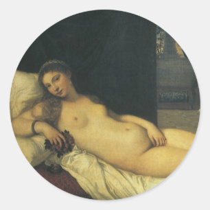 Venus von Urbino von Tizian, Renaissance Art Runder Aufkleber