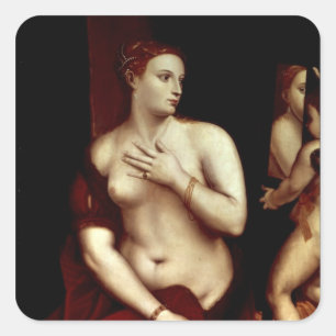 Venus vor dem Spiegel Quadratischer Aufkleber