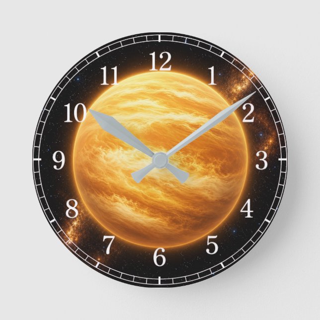 Venus Wall Clock — Space-Inspired Design Runde Wanduhr (Vorderseite)