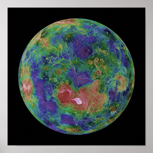 Venus, zentriert auf dem Nordpol Poster (Vorne)