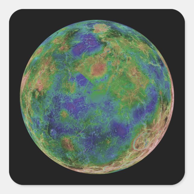 Venus, zentriert auf dem Südpol Quadratischer Aufkleber (Vorderseite)
