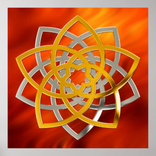Venusblume Duo Gold Silver   Rote Brandwellen Poster