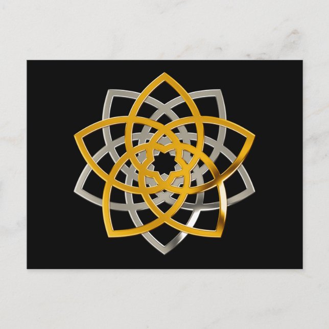 Venusblume Duo Gold Silver | schwarz Postkarte (Vorderseite)