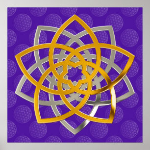 Venusblume Duo GoldSilver   Blume des Lebensverlau Poster