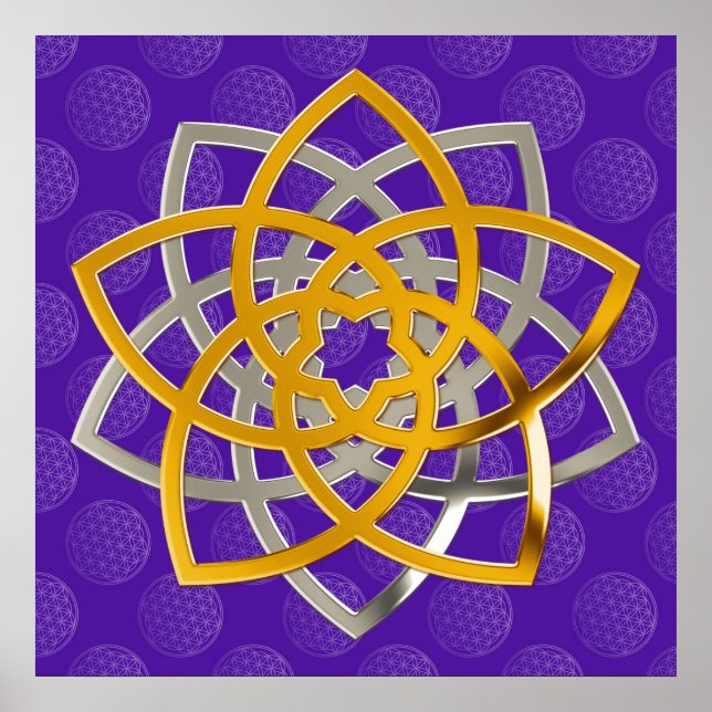 Venusblume Duo GoldSilver | Blume des Lebensverlau Poster (Vorne)