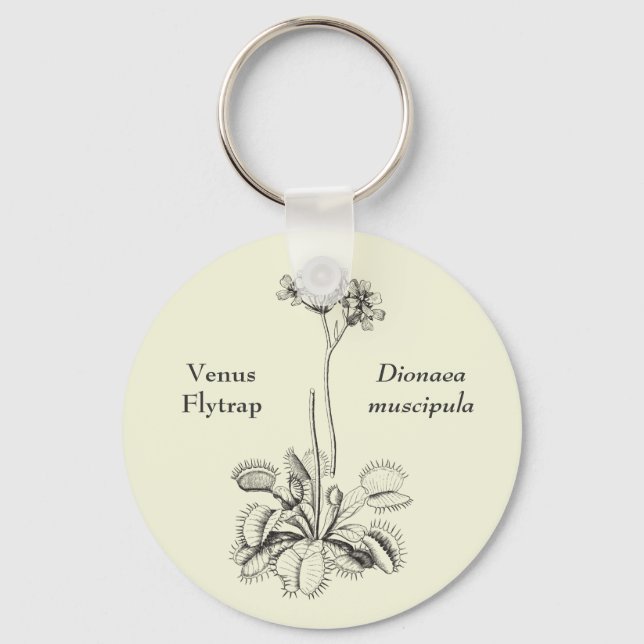 Venusfliegenfalle Vintage-Blumenmuster Schlüsselanhänger (Vorderseite)