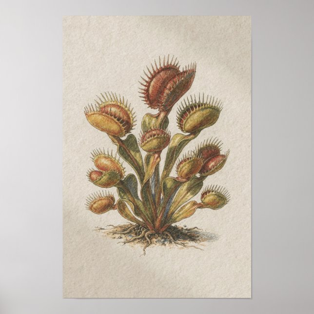 Venusfliegenfallen-Botanik-Studienposter Poster (Vorne)
