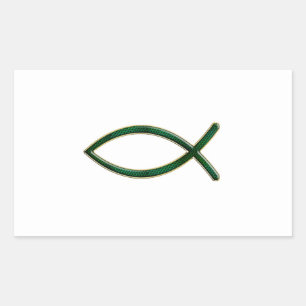 ver 01 - Jesus Fish - Kleiner Hintergrund Rechteckiger Aufkleber