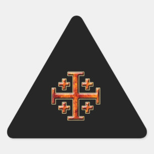 Ver 3 - Jerusalem Kreuz - Schwarz hinten Dreieckiger Aufkleber